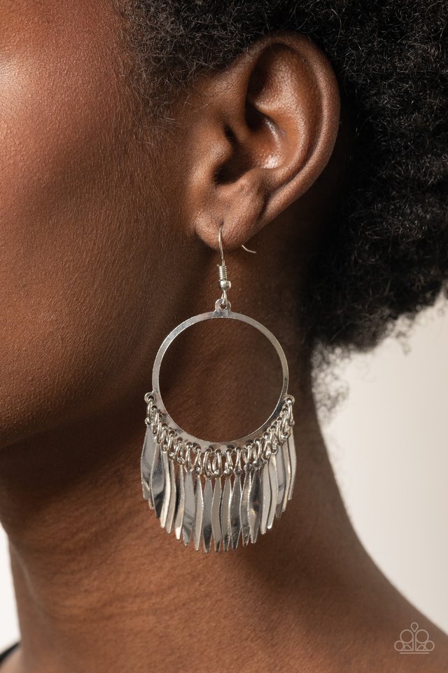 Radiant Chimes - Silver - Paparazzi Earring Image