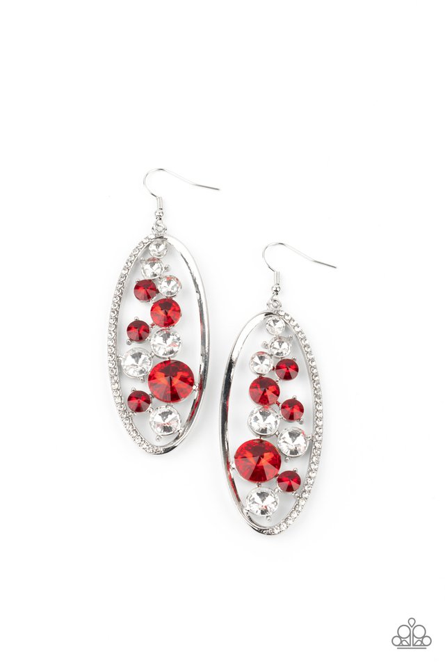 Rock Candy Bubbly - Red - Paparazzi Earring Image