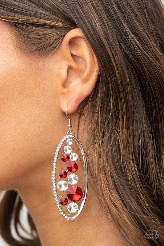 Rock Candy Bubbly - Red - Paparazzi Earring Image