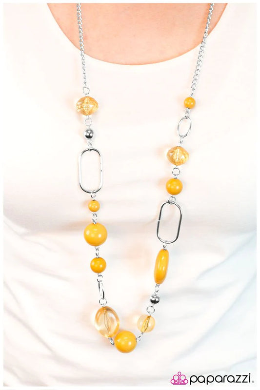 Paparazzi Necklace ~ Rolling Stones - Yellow