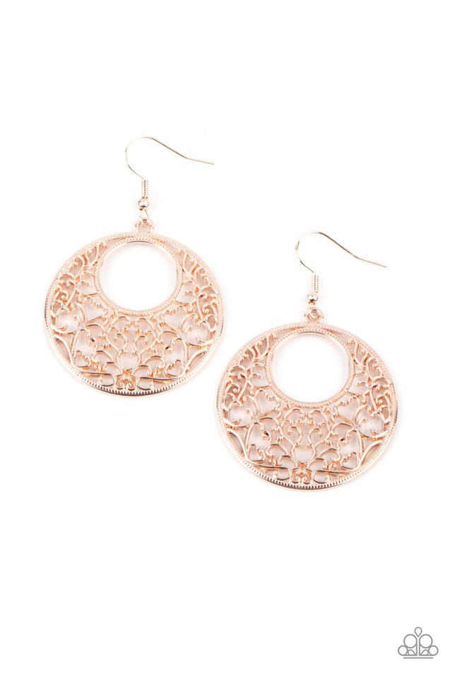 ​Vineyard Romance - Rose Gold - Paparazzi Earring Image