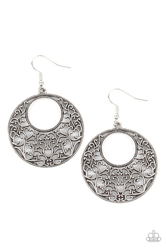 Vineyard Romance - Silver - Paparazzi Earring Image