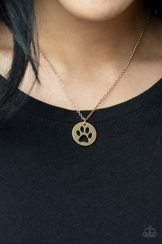 Think PAW-sitive - Gold - Paparazzi Necklace Image