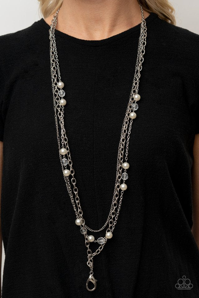 ​GLEAM Work - White - Paparazzi Necklace Image