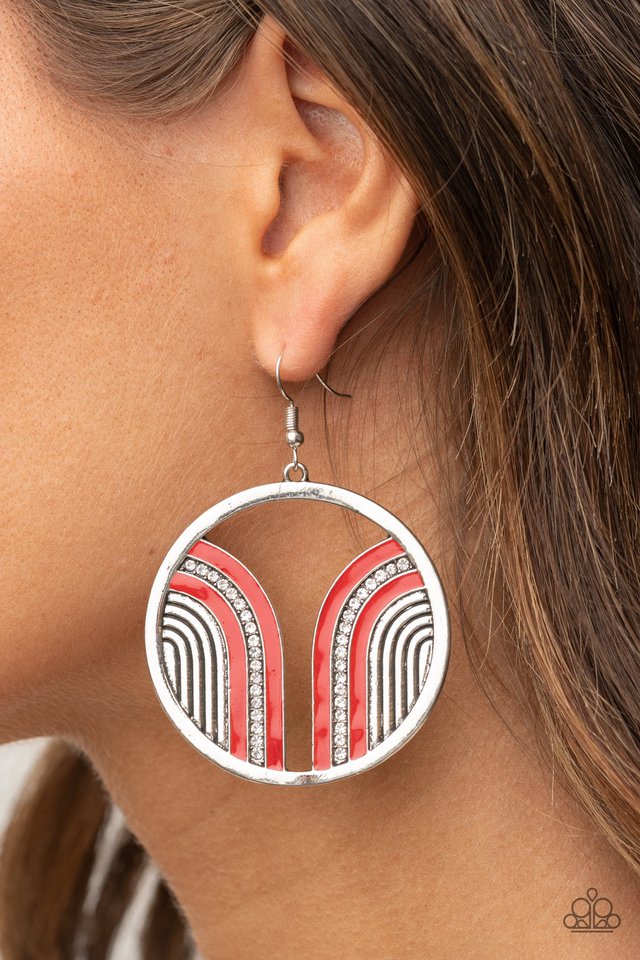 Paparazzi Earring Delightfully Deco Red Paparazzi Jewelry