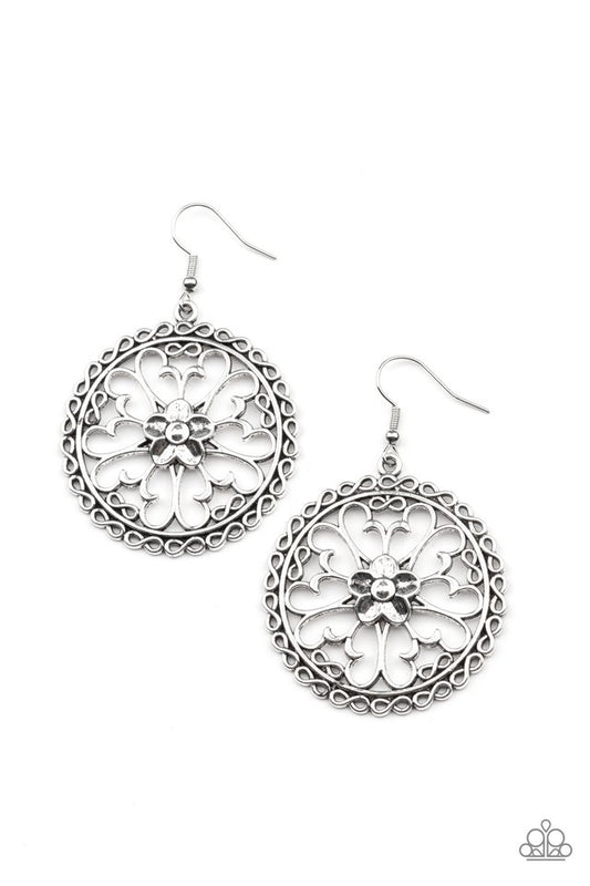 ​Floral Fortunes - Silver - Paparazzi Earring Image