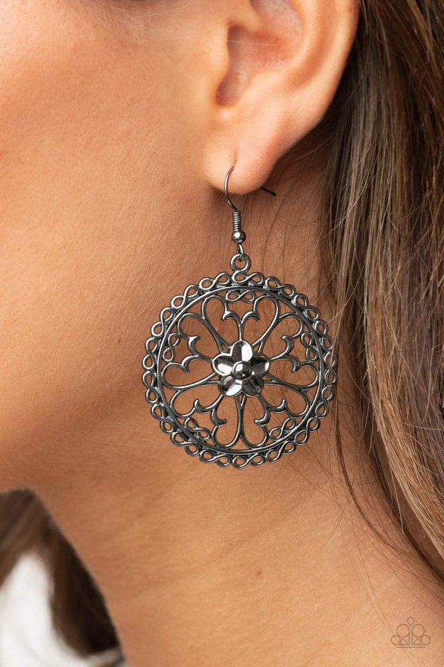 ​Floral Fortunes - Black - Paparazzi Earring Image
