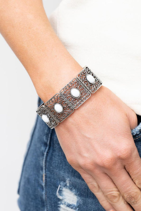 ​Cakewalk Dancing - White - Paparazzi Bracelet Image