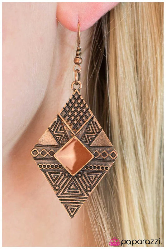 Paparazzi Earring ~ Jungle Cruz - Copper