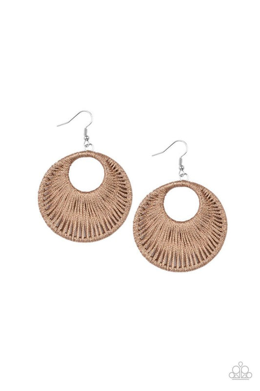 ​Weaving My Web - Brown - Paparazzi Earring Image