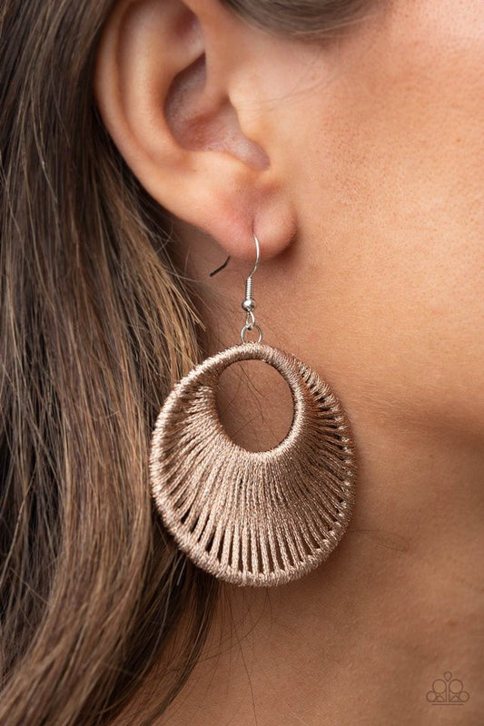 ​Weaving My Web - Brown - Paparazzi Earring Image