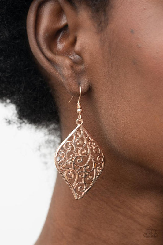 Your Vine Or Mine - Rose Gold - Paparazzi Earring Image