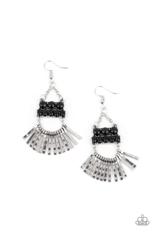 ​A FLARE For Fierceness - Black - Paparazzi Earring Image