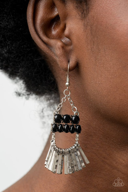 ​A FLARE For Fierceness - Black - Paparazzi Earring Image