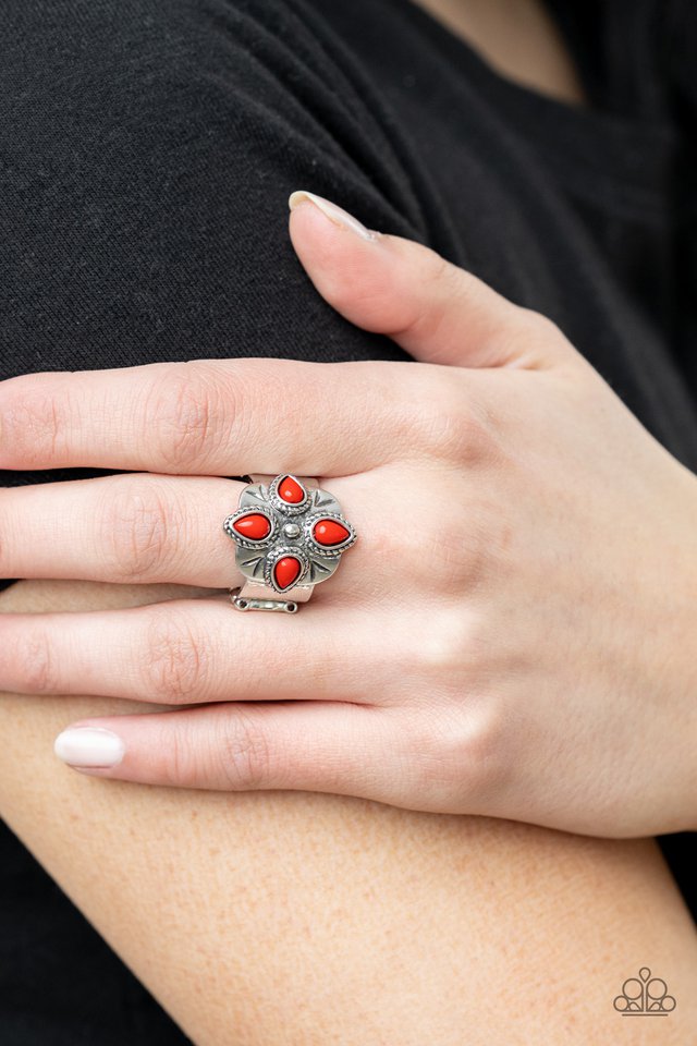 ​Badlands Bouquet - Red - Paparazzi Ring Image