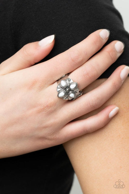 ​Badlands Bouquet - White - Paparazzi Ring Image