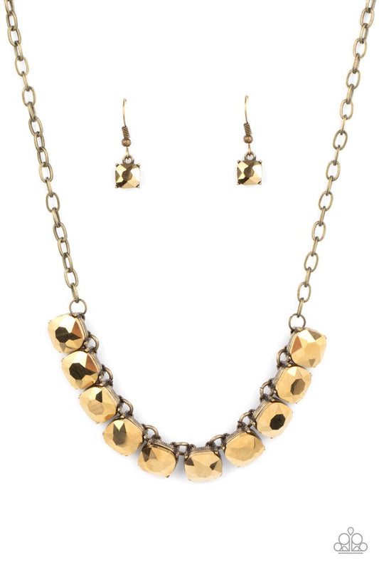 ​Radiance Squared - Brass - Paparazzi Necklace Image