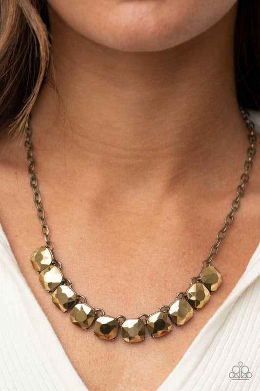 ​Radiance Squared - Brass - Paparazzi Necklace Image