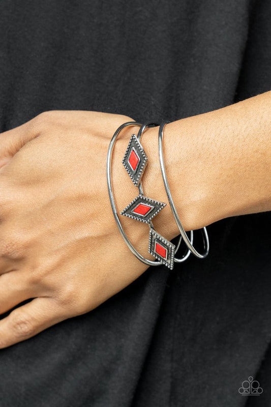 Desert Diamondback - Red - Paparazzi Bracelet Image