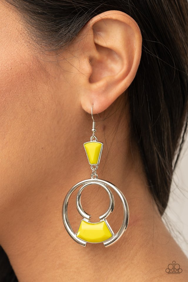 Deco Dancing - Yellow - Paparazzi Earring Image