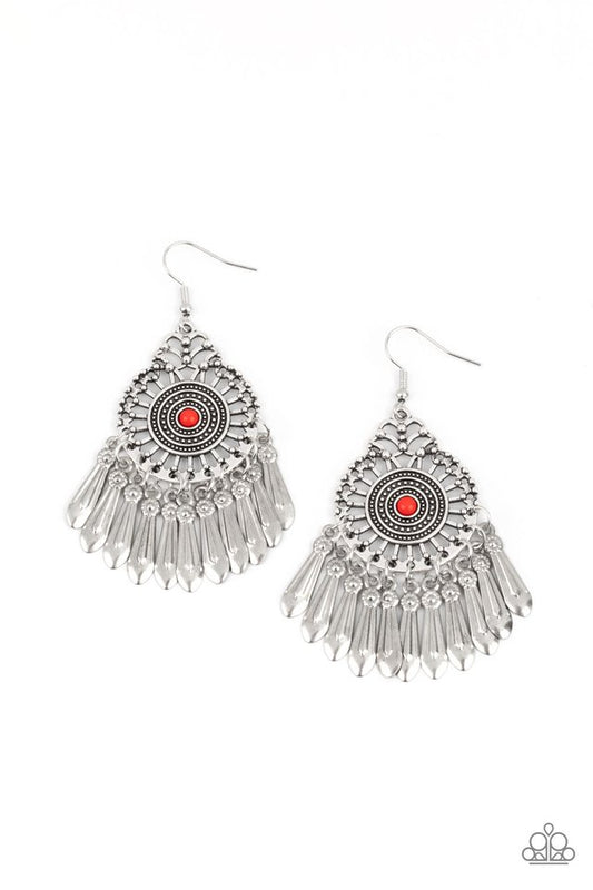 Dream a Little DREAMCATCHER - Red - Paparazzi Earring Image