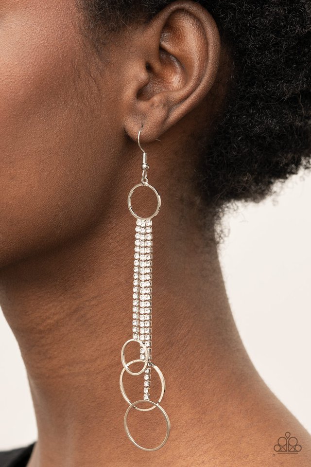 Paparazzi Earring ~ Demurely Dazzling White Paparazzi Jewelry Online Store 2651