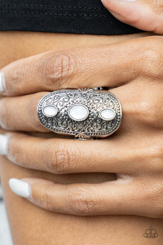 Promenade Paradise - White - Paparazzi Ring Image