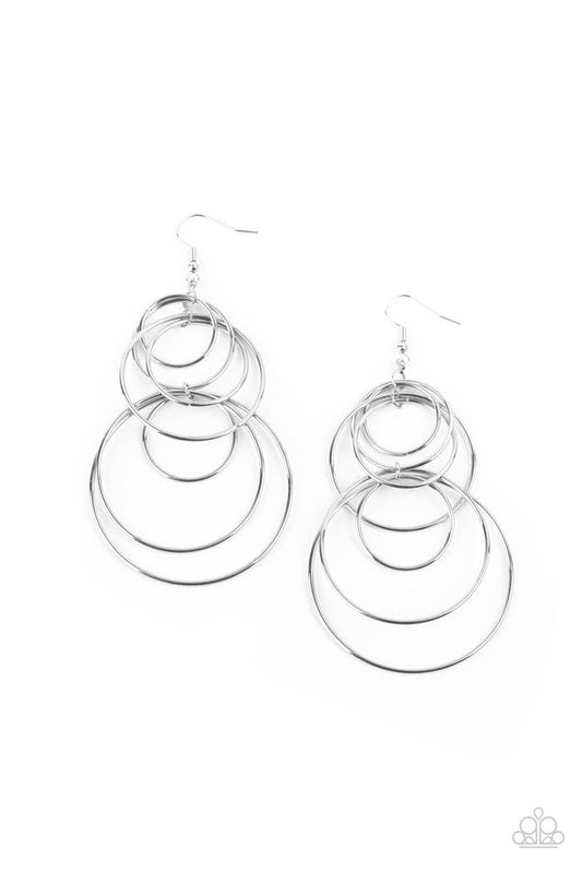 ​I Feel Dizzy - Silver - Paparazzi Earring Image