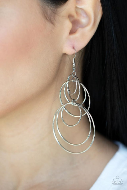 ​I Feel Dizzy - Silver - Paparazzi Earring Image