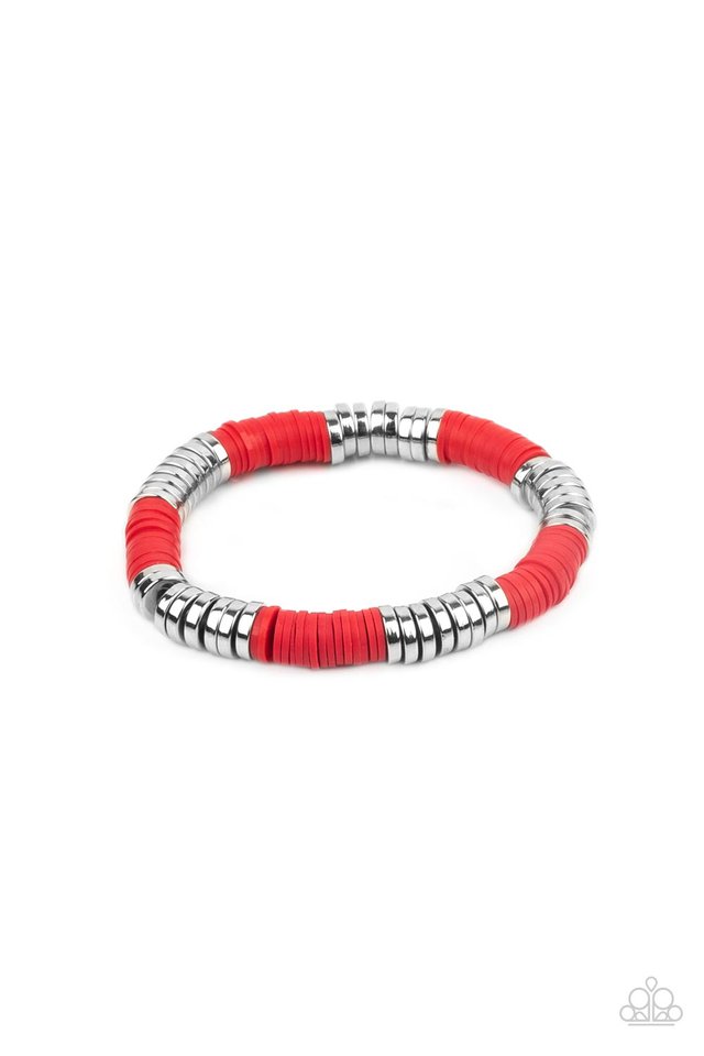Stacked In Your Favor - Red - Paparazzi Bracelet Image