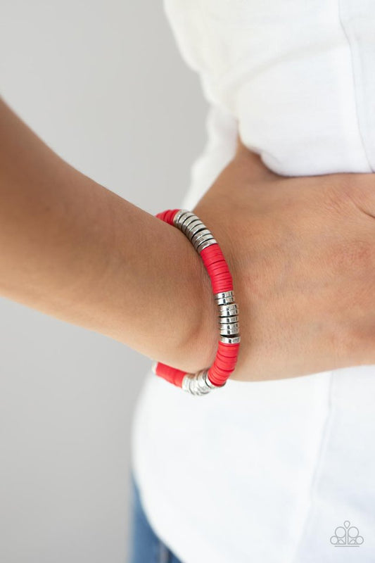 Stacked In Your Favor - Red - Paparazzi Bracelet Image