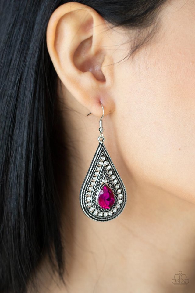 ​Metro Masquerade - Pink - Paparazzi Earring Image