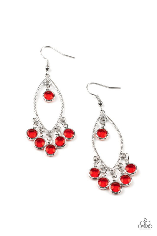 Glassy Grotto - Red - Paparazzi Earring Image