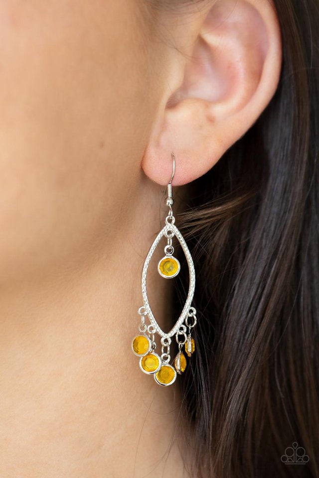 Glassy Grotto - Yellow - Paparazzi Earring Image