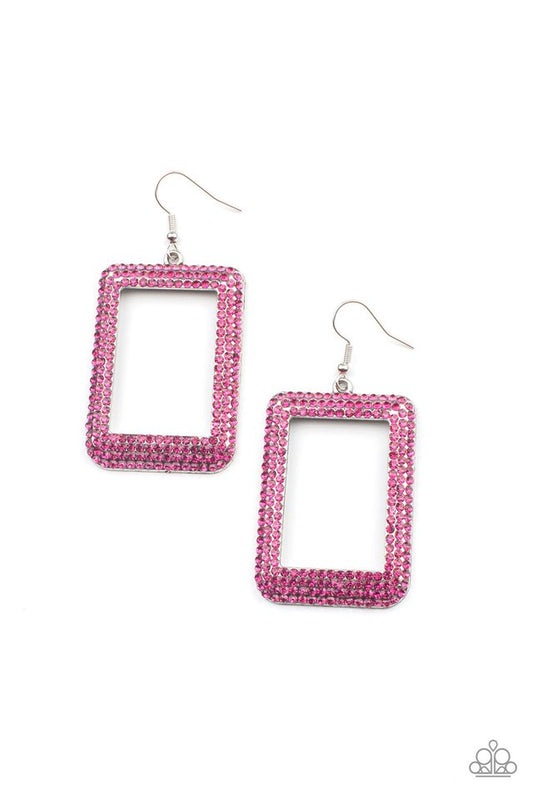 World FRAME-ous - Pink - Paparazzi Earring Image