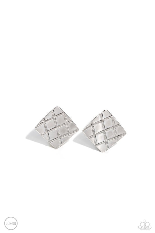 PLAID and Simple - Silver - Paparazzi Earring Image