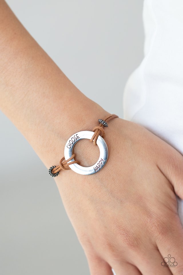 ​Choose Happy - Brown - Paparazzi Bracelet Image