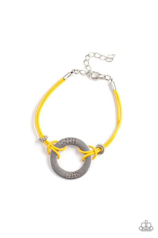 Choose Happy - Yellow - Paparazzi Bracelet Image