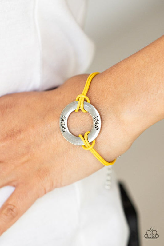 Choose Happy - Yellow - Paparazzi Bracelet Image