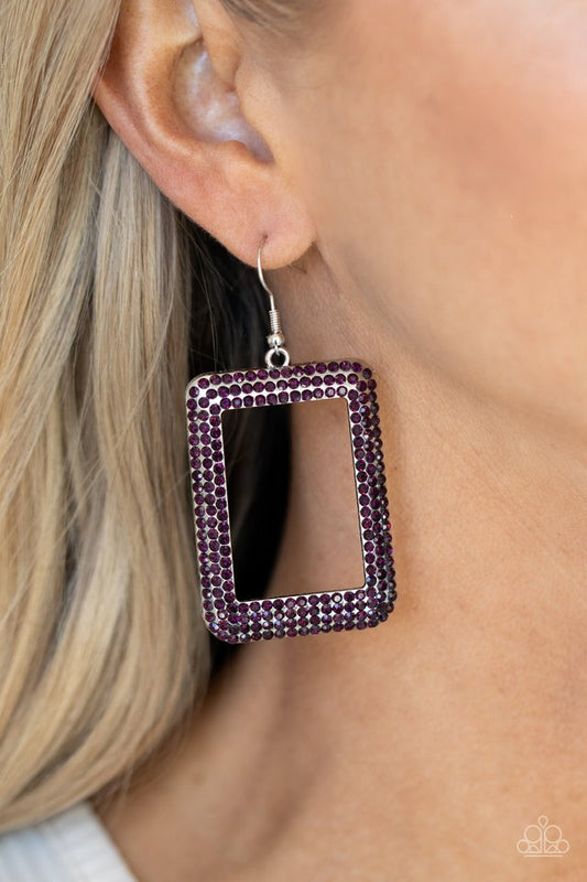 World FRAME-ous - Purple - Paparazzi Earring Image