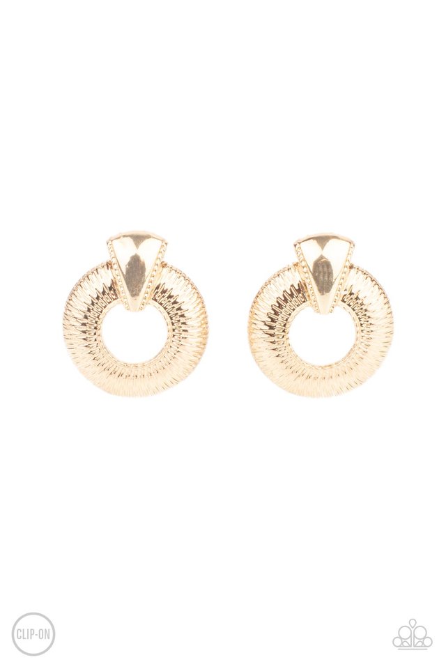 ​Industrial Innovator - Gold - Paparazzi Earring Image