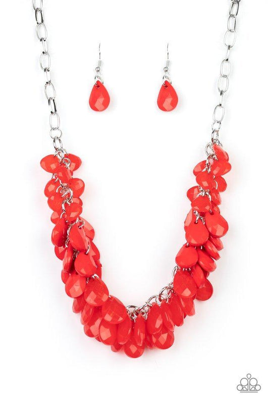 Paparazzi Necklace ~ Colorfully Clustered - Red