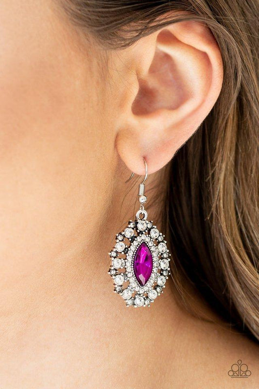 Paparazzi Earring ~ Long May She Reign - Pink