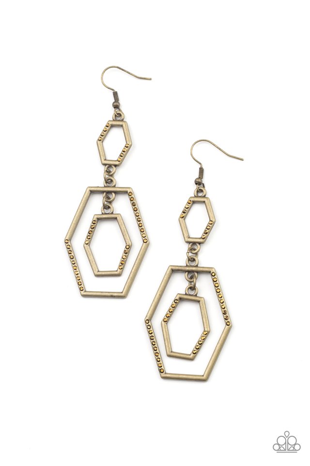 Geometric Maven - Brass - Paparazzi Earring Image