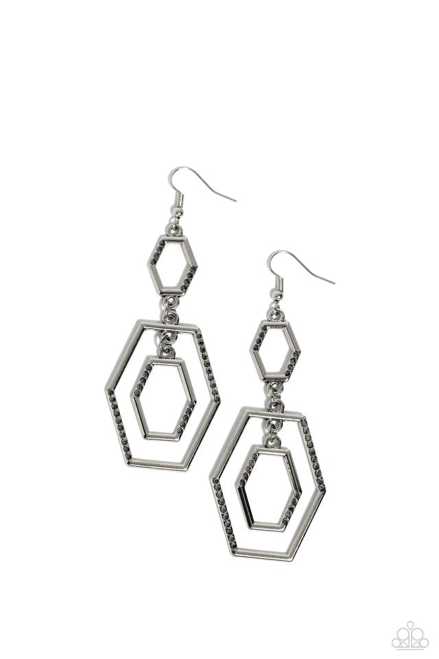 Geometric Maven - Silver - Paparazzi Earring Image