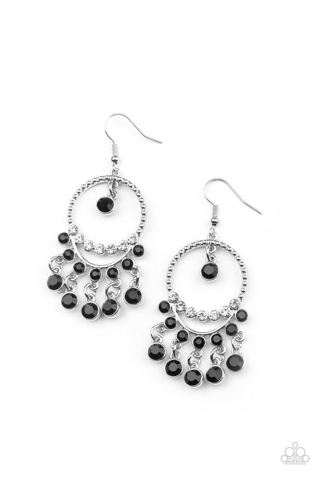 Cosmic Chandeliers - Black - Paparazzi Earring Image