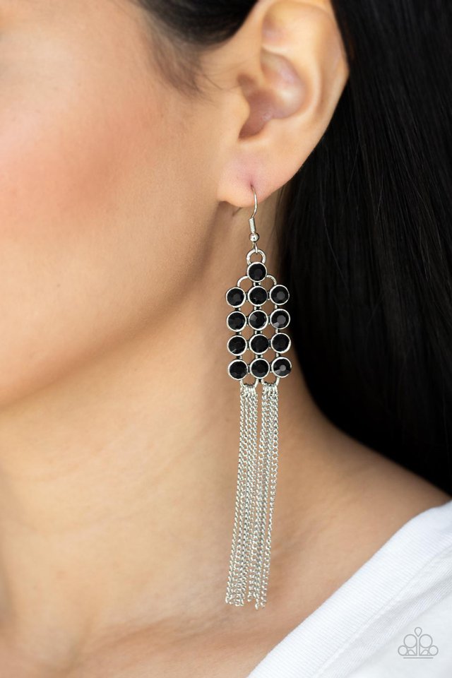 Tasteful Tassel - Black - Paparazzi Earring Image