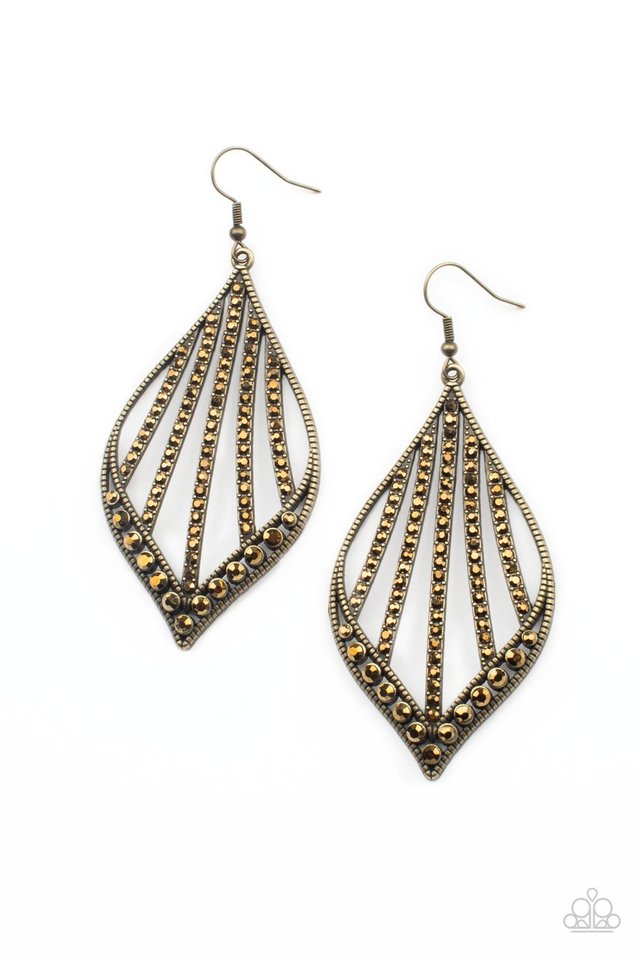 ​Showcase Sparkle - Brass - Paparazzi Earring Image