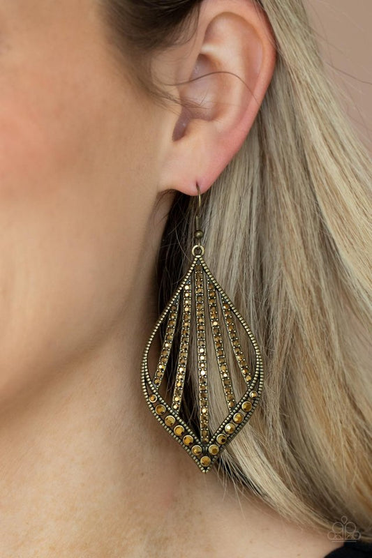 ​Showcase Sparkle - Brass - Paparazzi Earring Image