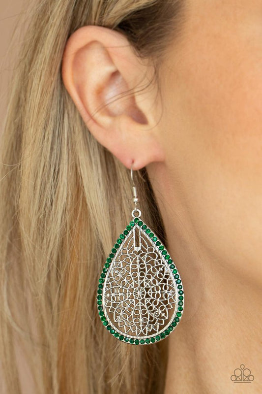 ​Fleur de Fantasy - Green - Paparazzi Earring Image